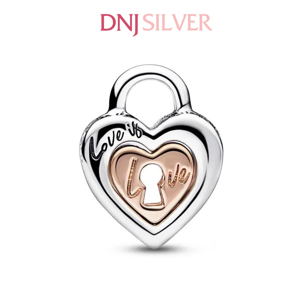 [Chính hãng] Charm bạc 925 cao cấp - Charm Heart Padlock Sterling Two Tone thích hợp để mix vòng tay charm bạc cao cấp - DN518