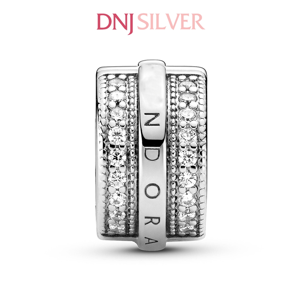 [Chính hãng] Charm bạc 925 cao cấp - Charm Sparkling Pave Lines & Logo Clip thích hợp để mix vòng tay charm bạc cao cấp - DN612