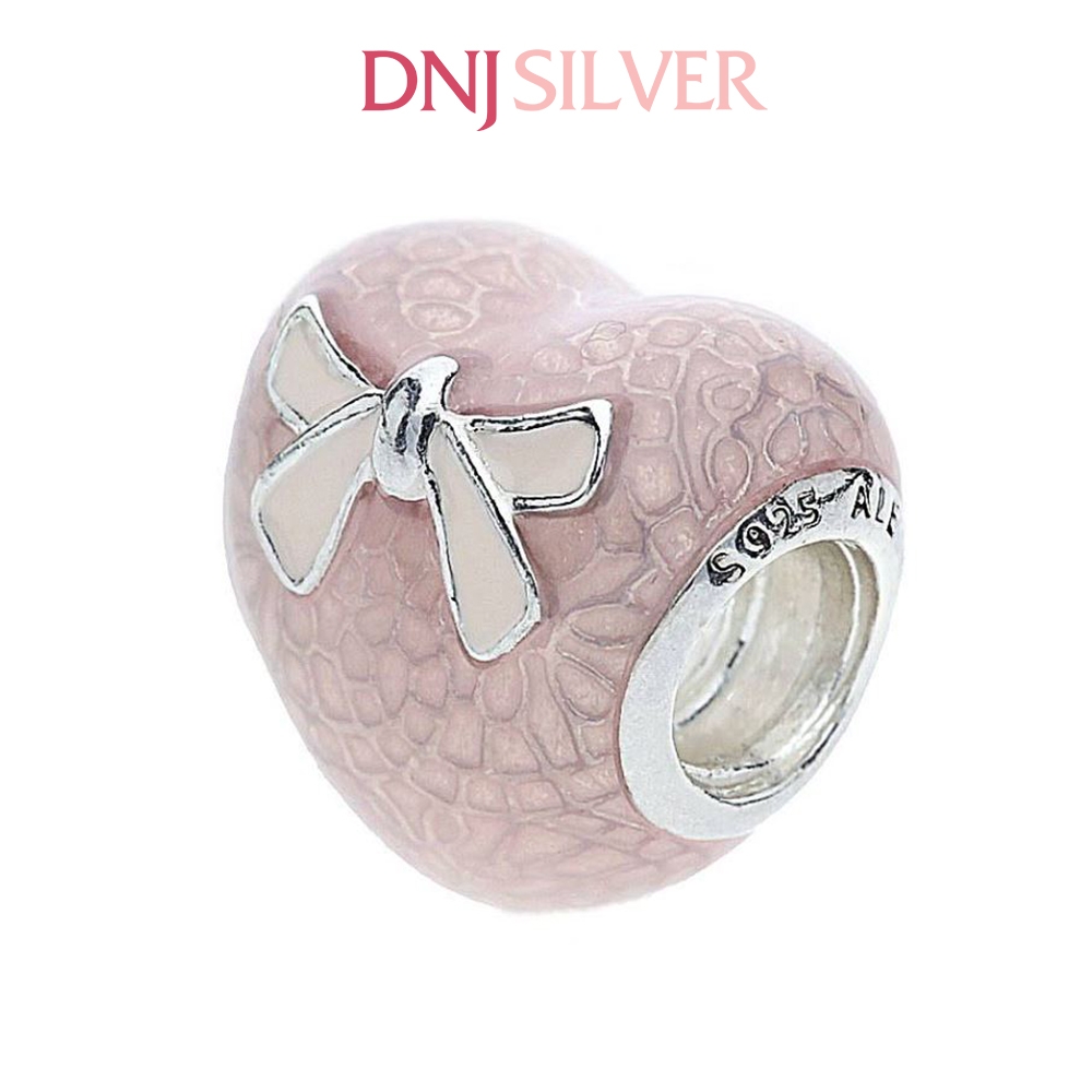 [Chính hãng] Charm bạc 925 cao cấp - Charm Pink Lace and Bow thích hợp để mix vòng tay charm bạc cao cấp - DN639