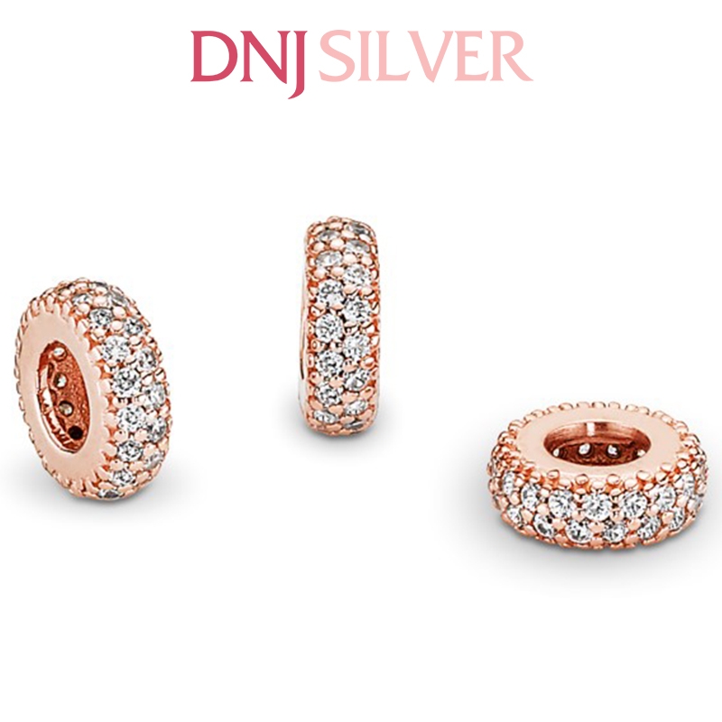 [Chính hãng] Charm bạc 925 cao cấp - Charm Abstract PAN Rose Pavé Spacer thích hợp để mix vòng tay charm bạc cao cấp - DN208