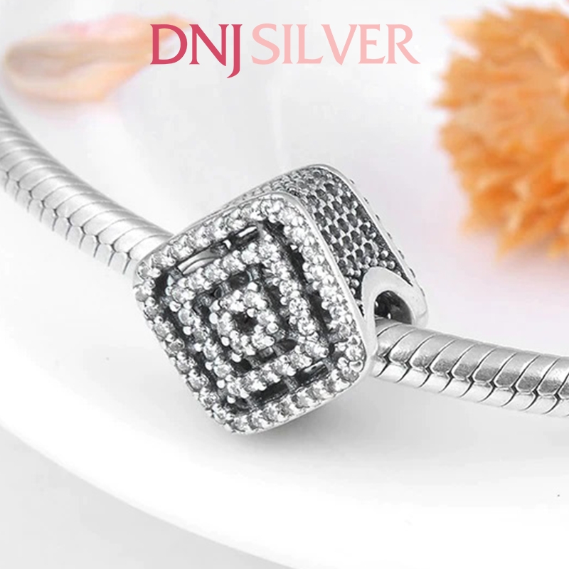 [Chính hãng] Charm bạc 925 cao cấp - Charm Openwork Square Sparkling thích hợp để mix vòng tay charm bạc cao cấp - DN387