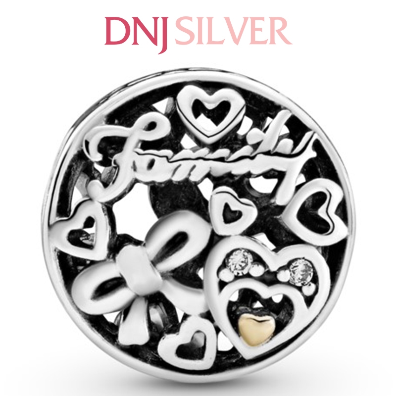 [Chính hãng] Charm bạc 925 cao cấp - Charm Openwork Family Heart thích hợp để mix vòng tay charm bạc cao cấp - DN438