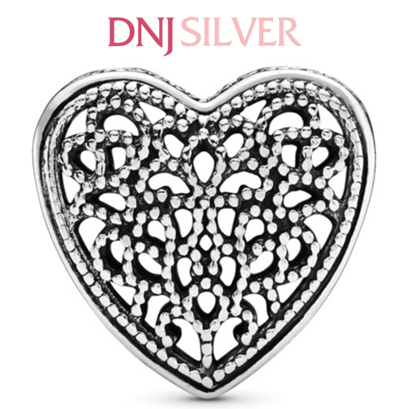 [Chính hãng] Charm bạc 925 cao cấp - Charm Openwork Heart thích hợp để mix vòng tay charm bạc cao cấp - DN423