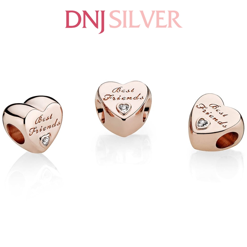 [Chính hãng] Charm bạc 925 cao cấp - Charm Best Friends Rose Heart thích hợp để mix vòng tay charm bạc cao cấp - DN459