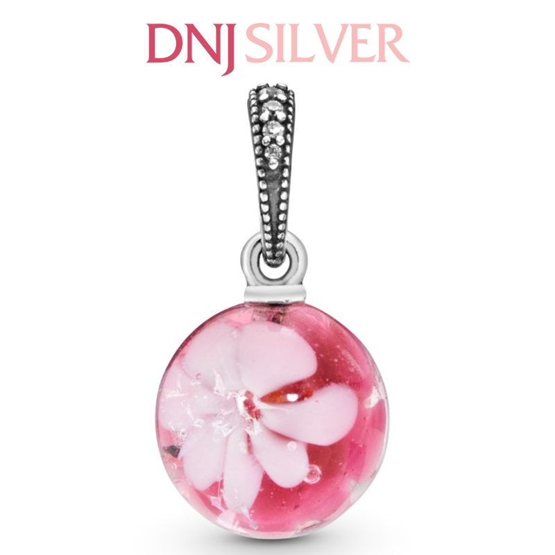 [Chính hãng] Charm bạc 925 cao cấp - Charm Pink Peach Blossom Flower Murano Glass Dangle thích hợp để mix vòng tay charm bạc cao cấp - DN436