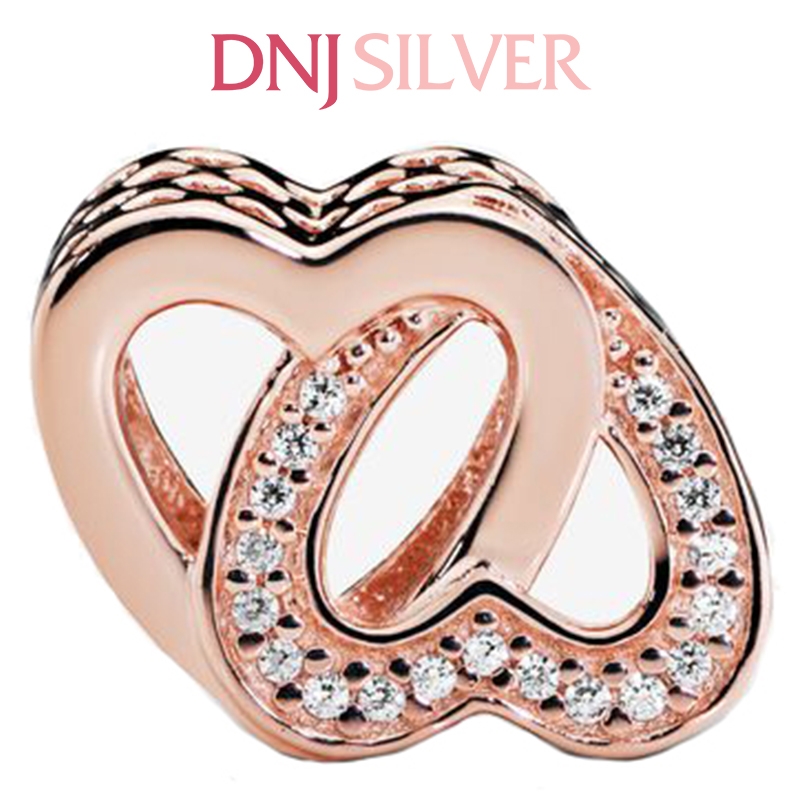 [Chính hãng] Charm bạc 925 cao cấp - Charm Rose Gold Entwined Hearts thích hợp để mix vòng tay charm bạc cao cấp - DN460