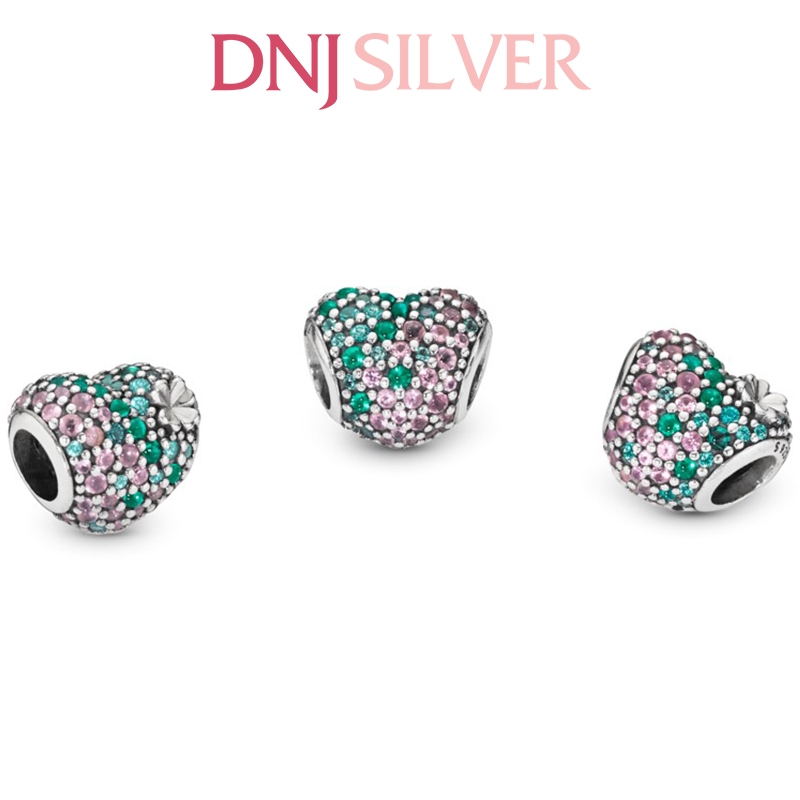 [Chính hãng] Charm bạc 925 cao cấp - Charm Pavé Clover Heart thích hợp để mix vòng tay charm bạc cao cấp - DN386