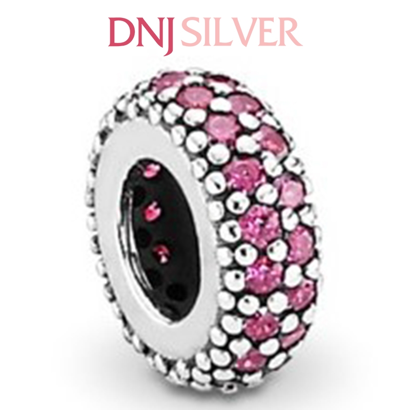 [Chính hãng] Charm bạc 925 cao cấp - Charm Pink Pavé Spacer thích hợp để mix vòng tay charm bạc cao cấp - DN204