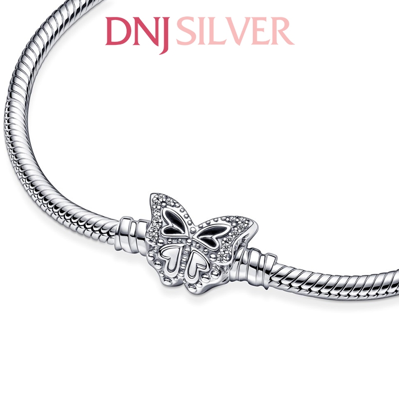 Vòng tay charm bạc 925 cao cấp - Vòng charm Moments Butterfly Clasp Snake Chain - Vòng tay dành cho nam và nữ