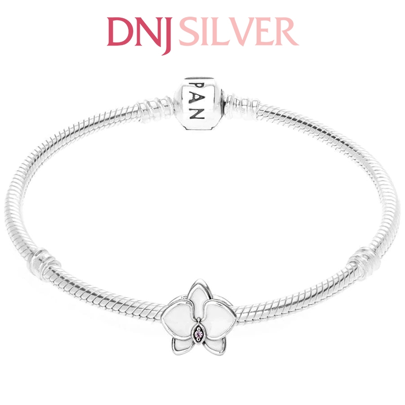 [Chính hãng] Charm bạc 925 cao cấp - Charm White Orchid thích hợp để mix vòng tay charm bạc cao cấp - DN414