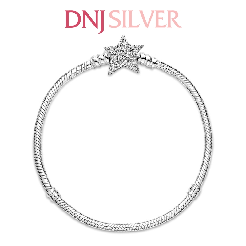 Vòng tay charm bạc 925 cao cấp - Vòng charm Moments Asymmetric Star Clasp Snake Chain - Vòng tay dành cho nam và nữ - Vòng mềm