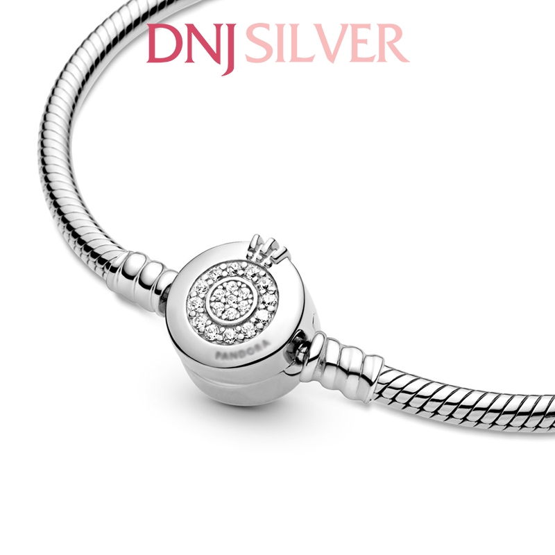 Vòng tay charm bạc 925 cao cấp - Vòng charm Moments Sparkling Crown O Snake Chain - Vòng tay dành cho nam và nữ - Vòng mềm