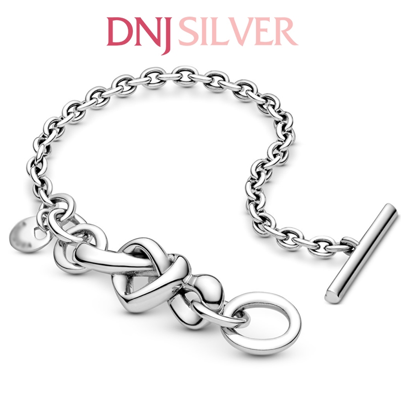 Vòng tay charm bạc 925 cao cấp - Vòng charm Knotted Heart T-Bar - Vòng tay dành cho nam và nữ - Vòng mềm