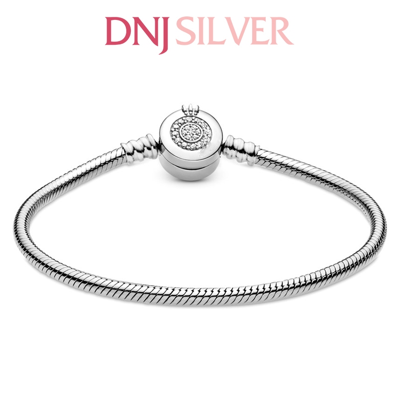 Vòng tay charm bạc 925 cao cấp - Vòng charm Moments Sparkling Crown O Snake Chain - Vòng tay dành cho nam và nữ - Vòng mềm