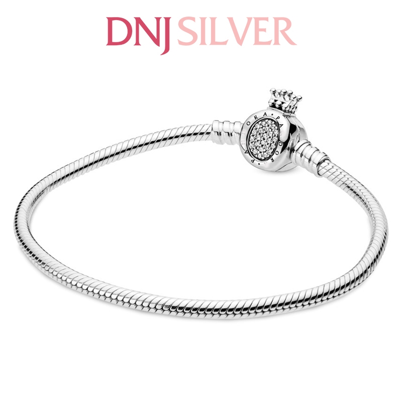 Vòng tay charm bạc 925 cao cấp - Vòng charm Moments Crown O & Snake Chain - Vòng tay dành cho nam và nữ - Vòng mềm