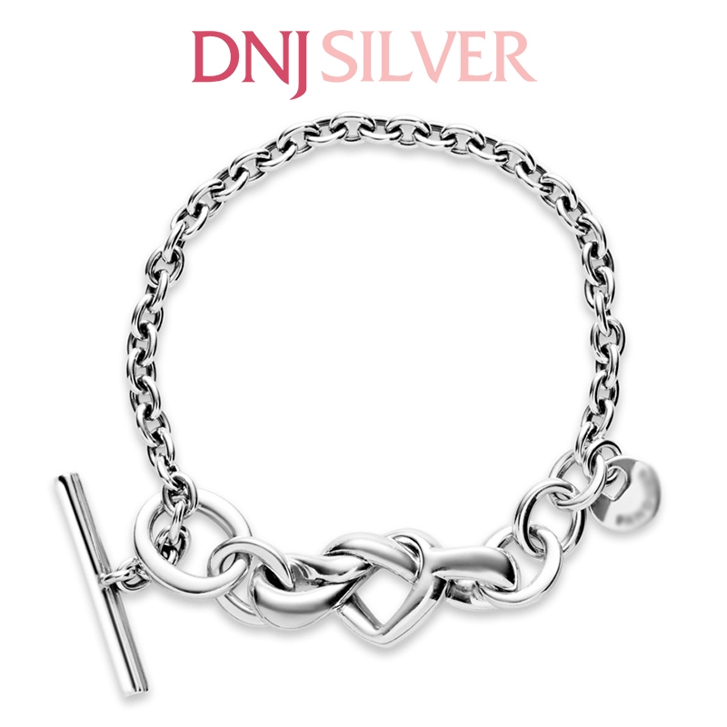 Vòng tay charm bạc 925 cao cấp - Vòng charm Knotted Heart T-Bar - Vòng tay dành cho nam và nữ - Vòng mềm