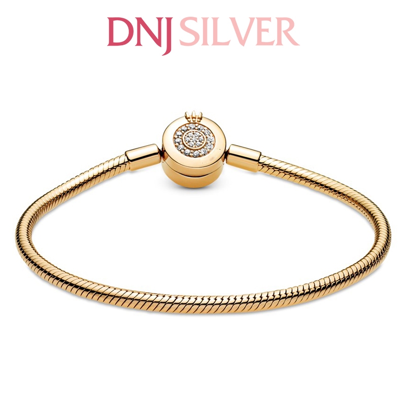 Vòng tay charm bạc 925 cao cấp - Vòng charm Moments Sparkling Crown O Snake Chain - Vòng tay dành cho nam và nữ - Vòng mềm