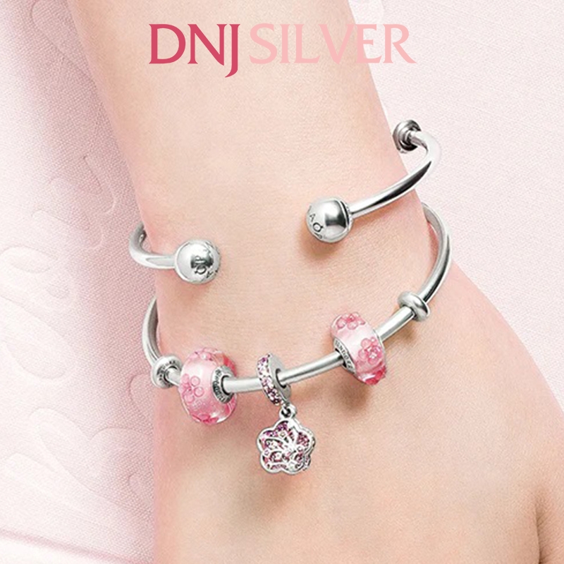 [Chính hãng] Charm bạc 925 cao cấp - Charm Pavé Peach Blossom Flower thích hợp để mix vòng tay charm bạc cao cấp - DN342