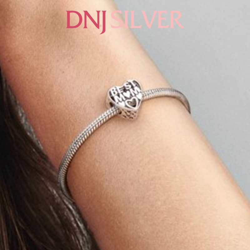 [Chính hãng] Charm bạc 925 cao cấp - Charm Best Mother Openwork Heart thích hợp để mix vòng tay charm bạc cao cấp - DN432