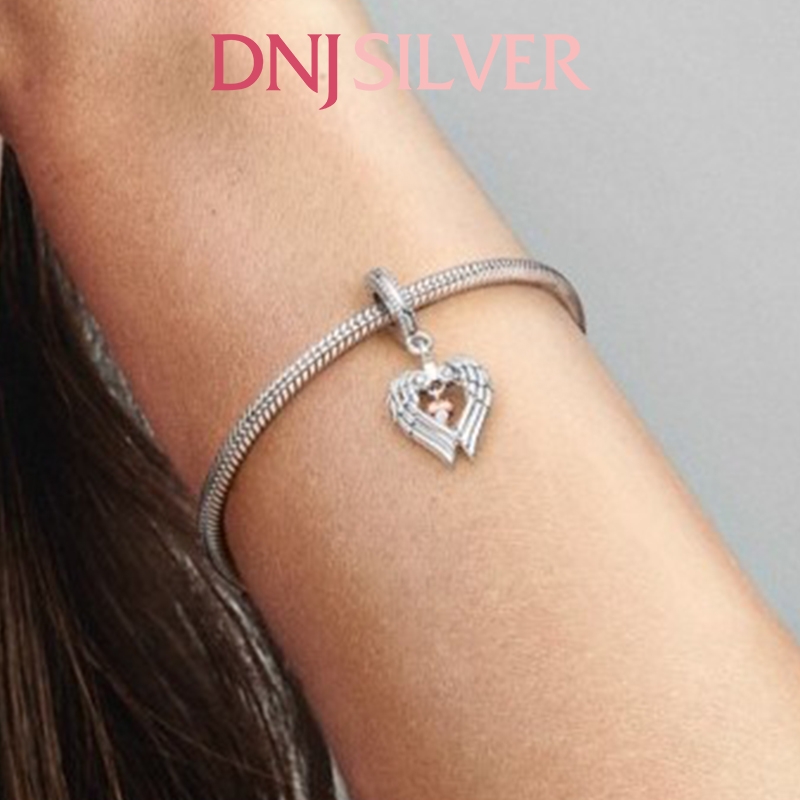 [Chính hãng] Charm bạc 925 cao cấp - Charm Club 2021 Angel Wings & Heart Dangle thích hợp để mix vòng tay charm bạc cao cấp - DN450