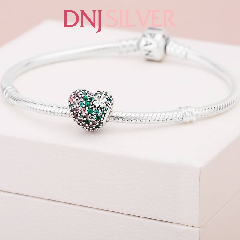 [Chính hãng] Charm bạc 925 cao cấp - Charm Pavé Clover Heart thích hợp để mix vòng tay charm bạc cao cấp - DN386