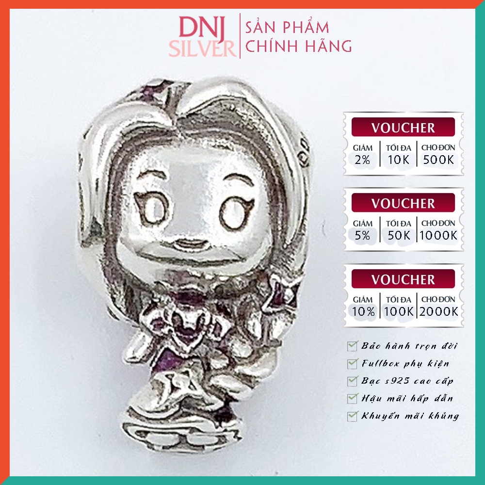 Vòng tay charm bạc 925 cao cấp - Bộ Vòng charm Những Nàng Công Chúa Bước Ra Từ Cổ Tích - Vòng tay dành cho nam và nữ