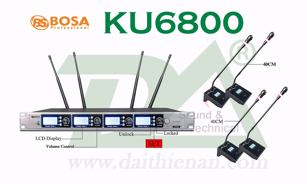 BOSA KU-6800 Không Dây 4 Mic cổ ngỗng