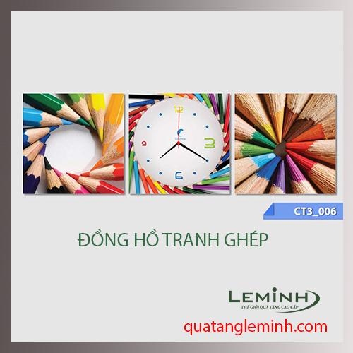 Đồng hồ tranh - bộ 3 tâm vuông