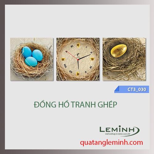 Đồng hồ tranh - bộ 3 tâm vuông