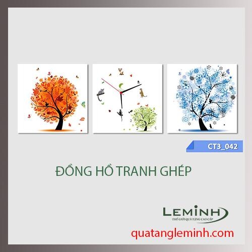 Đồng hồ tranh - bộ 3 tâm vuông