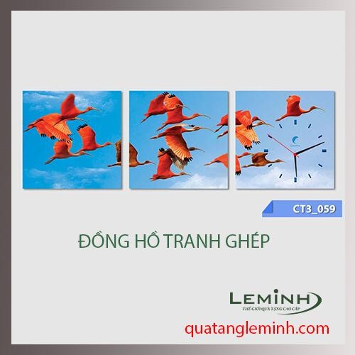 Đồng hồ tranh - bộ 3 tâm vuông