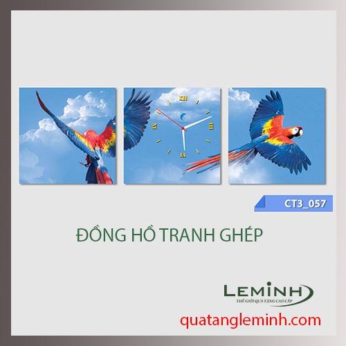 Đồng hồ tranh - bộ 3 tâm vuông