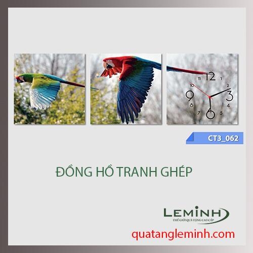 Đồng hồ tranh - bộ 3 tâm vuông