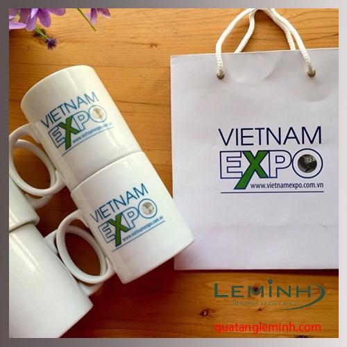 Cốc Sứ Trắng In Logo - KH Viêt Nam Expo