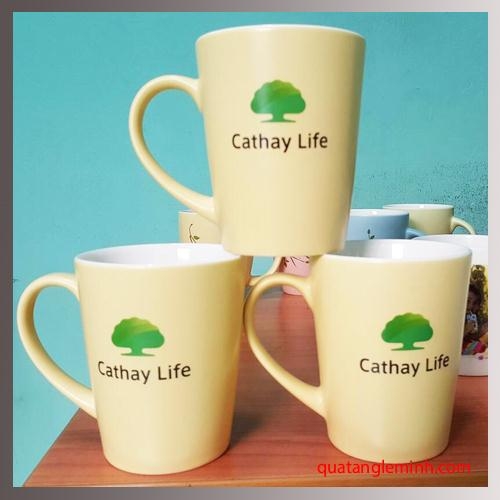 Cốc sứ Hàn Quốc Pastel Mug Cup MC In Logo Cathay Life