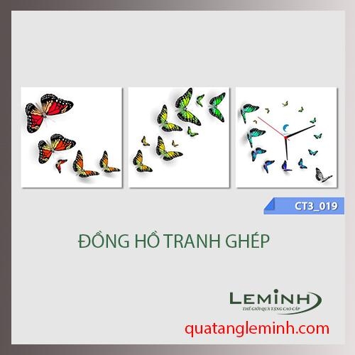 Bộ tranh ghép đồng hồ 3 tấm vuông 30x30cm 007