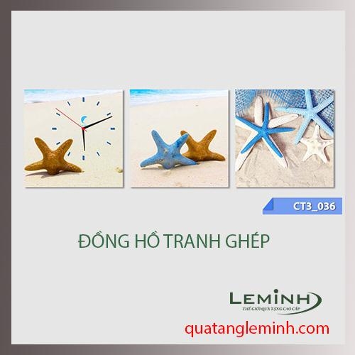 Bộ tranh ghép đồng hồ 3 tấm vuông 30x30cm 011