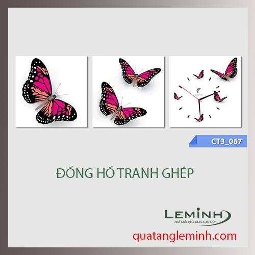 Bộ tranh ghép đồng hồ 3 tấm vuông 30x30cm 013