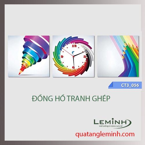 Bộ tranh ghép đồng hồ 3 tấm vuông 30x30cm 015