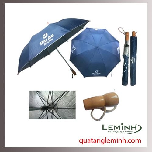 Ô dù quà tặng - Ô gấp 2 tự động 1 chiều, tay cầm gỗ