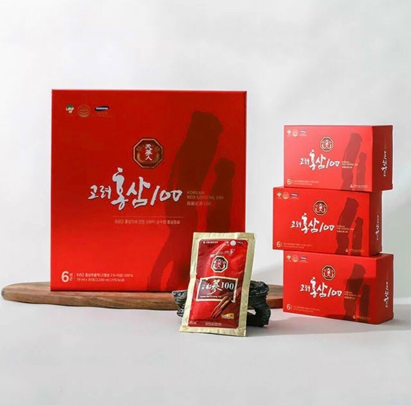 Nước Hồng Sâm 100 không đường (30gói) - Dành cho người tiểu đường