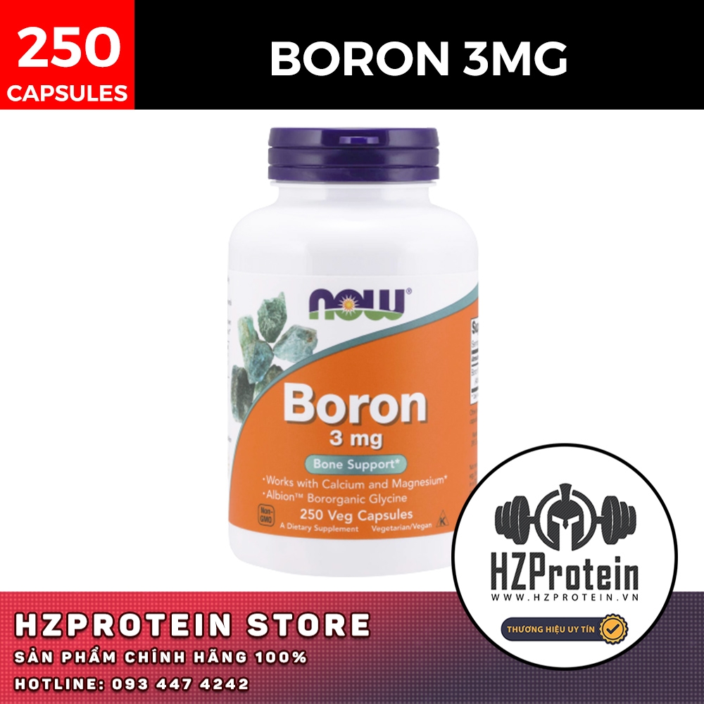 NOW BORON 3MG - TĂNG TESTOSTERONE, TĂNG SỨC MẠNH NAM GIỚi - 250 VIÊN