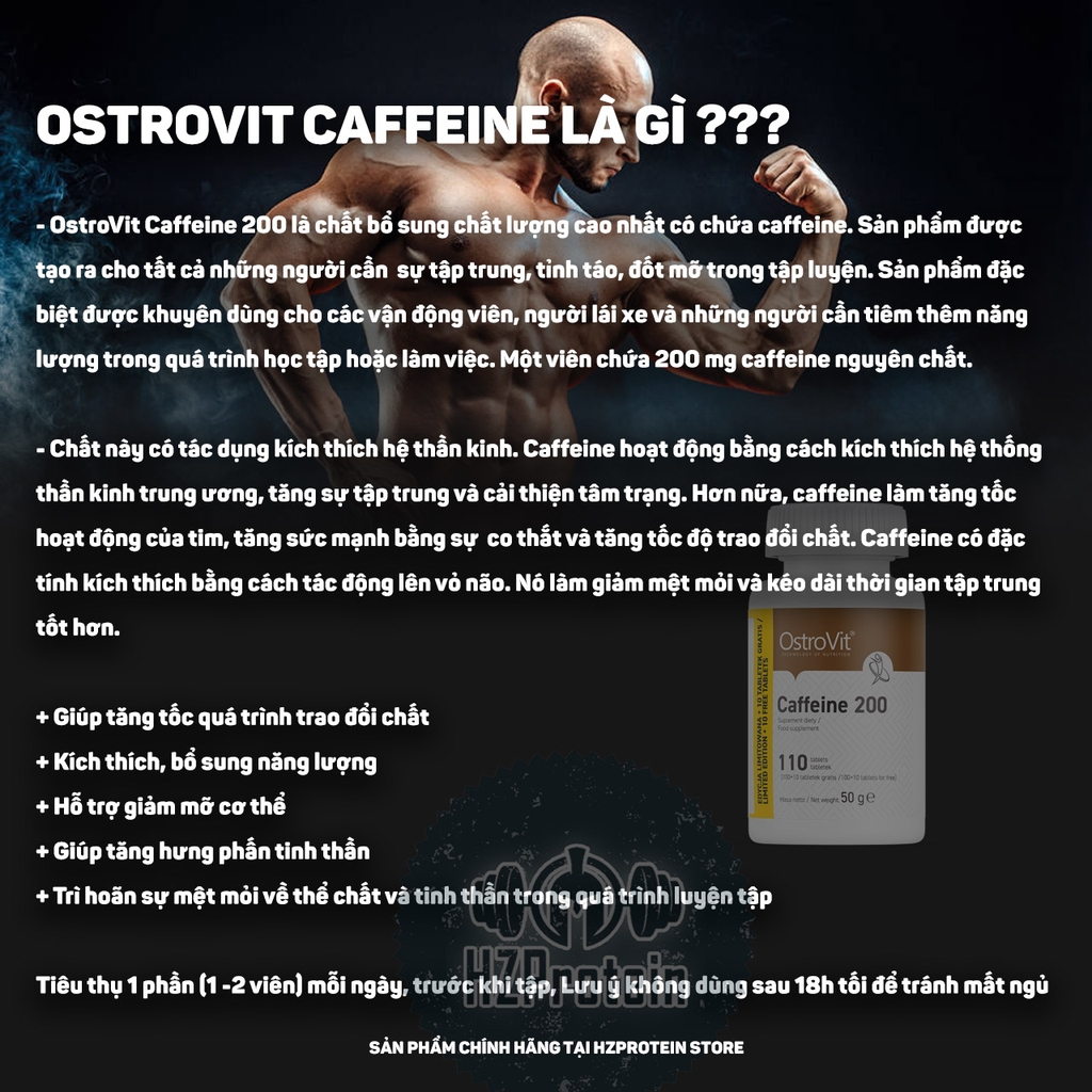 OSTROVIT CAFFEINE 200MG - VIÊN UỐNG GIÚP TỈNH TÁO, TẬP TRUNG (110 VIÊN)