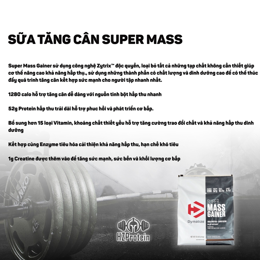 SUPER MASS GAINER - SỮA TĂNG CÂN CHẤT LƯỢNG (12 LBS)