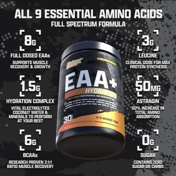 NUTREX EAA+ HYDRATION - PHỤC HỒI, PHÁT TRIỂN CƠ BẮP, BỔ SUNG ĐIỆN GIẢI BÙ NƯỚC (30 LẦN DÙNG)