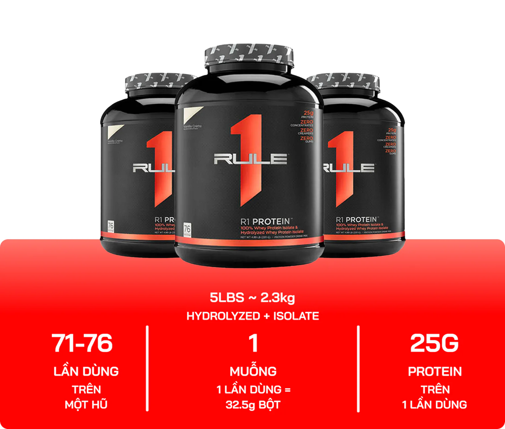 RULE 1 PROTEIN (ĐỎ) WHEY ISOLATE TĂNG CƠ BẮP- 5 LBS