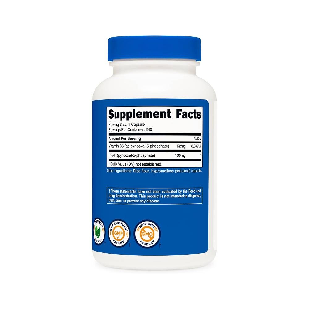Nutricost P5P Bổ Sung Vitamin B6 - Cải Thiện Nội Tiết Tố, Tâm Trạng, Giảm Căng Thẳng