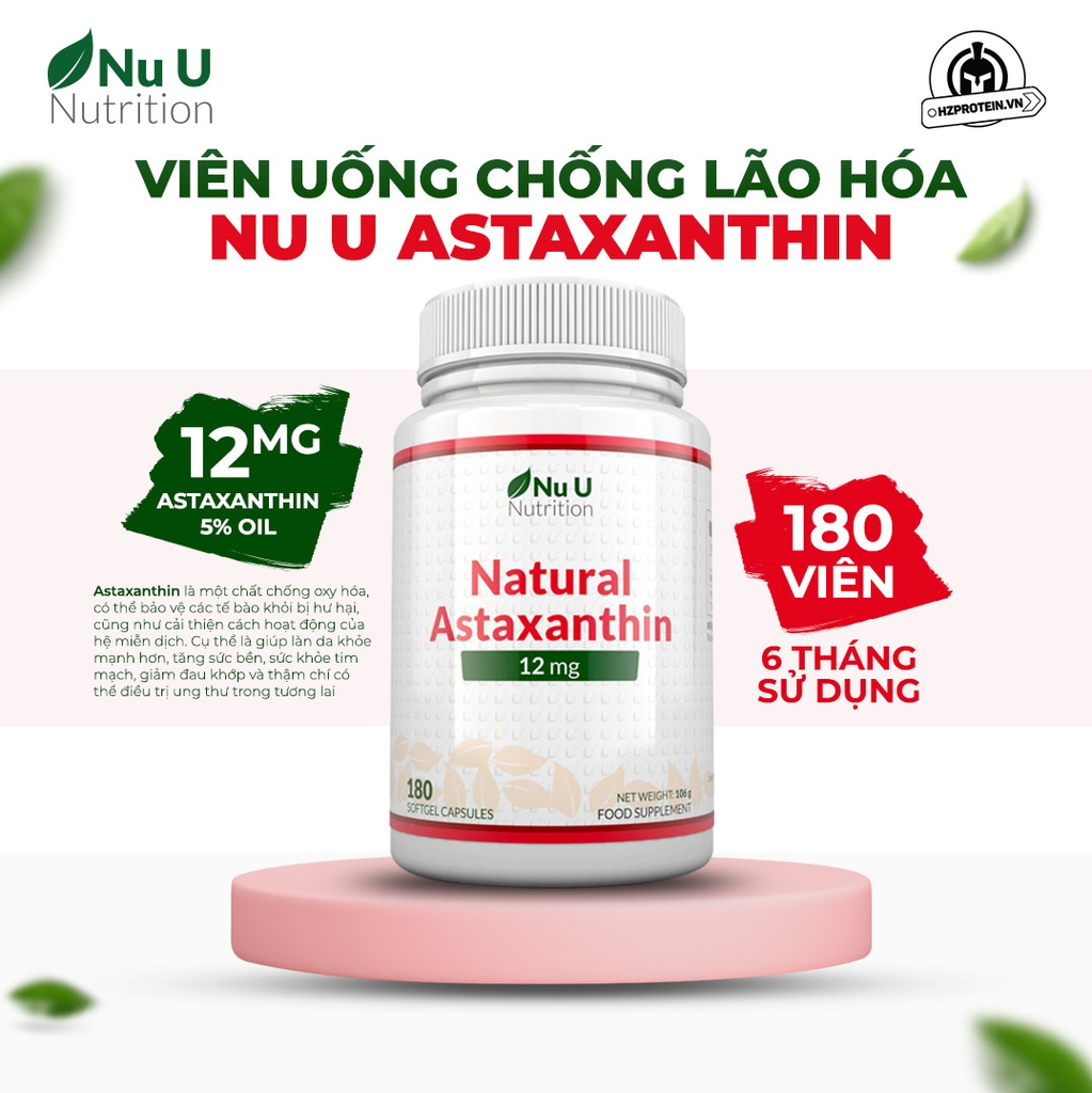NUU ASTAXANTHIN 12MG - CHỐNG LÃO HÓA TỐI ĐA (180 VIÊN)