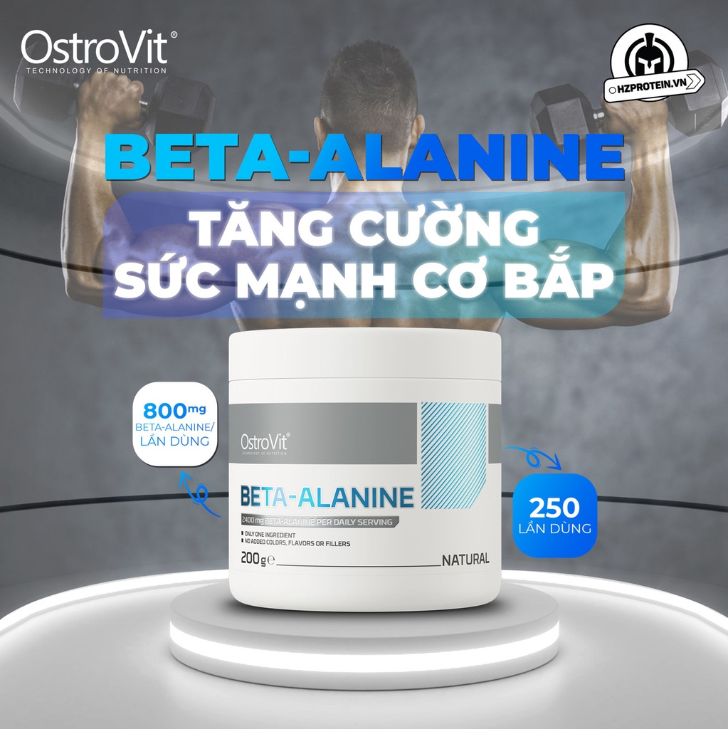 OSTROVIT BETA-ALANINE - TĂNG SỨC BỀN, KHẢ NĂNG CHỊU ĐỰNG, TĂNG SỨC MẠNH (200 GRAMS)