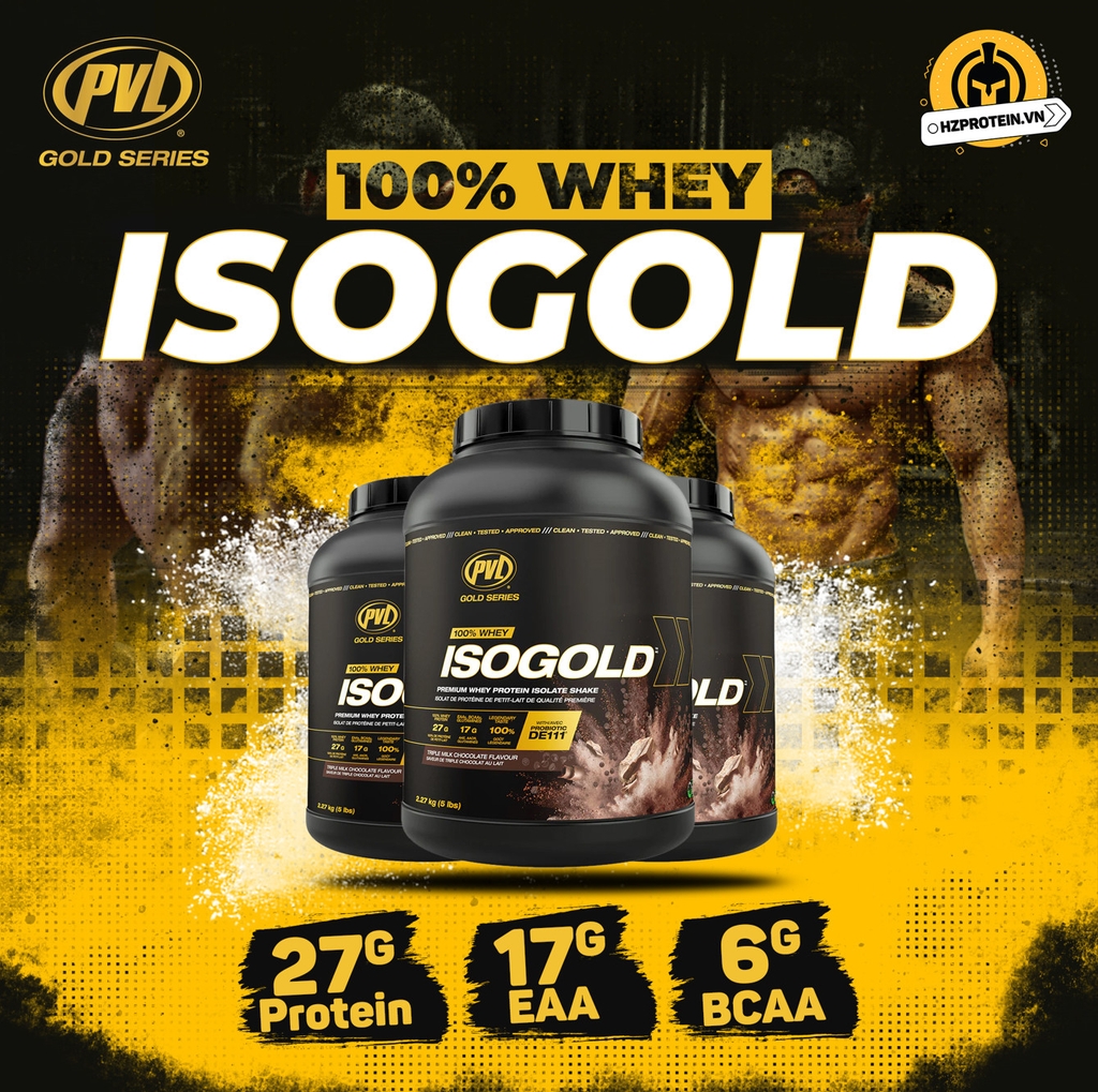 PVL ISO GOLD 100% ISOLATE PROTEIN WHEY + PROBIOTIC ENZYME TIÊU HÓA (5 LBS)